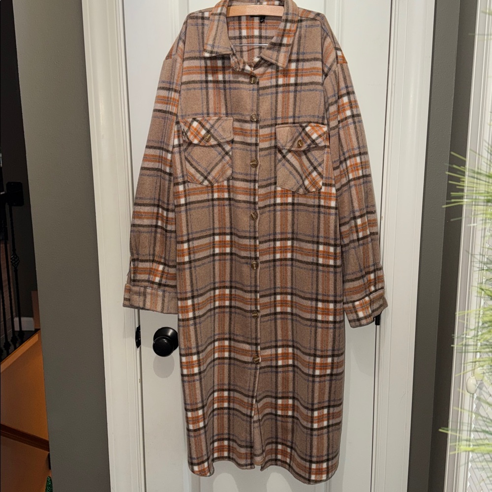 Aly Daly plaid flannel long jacket coat L